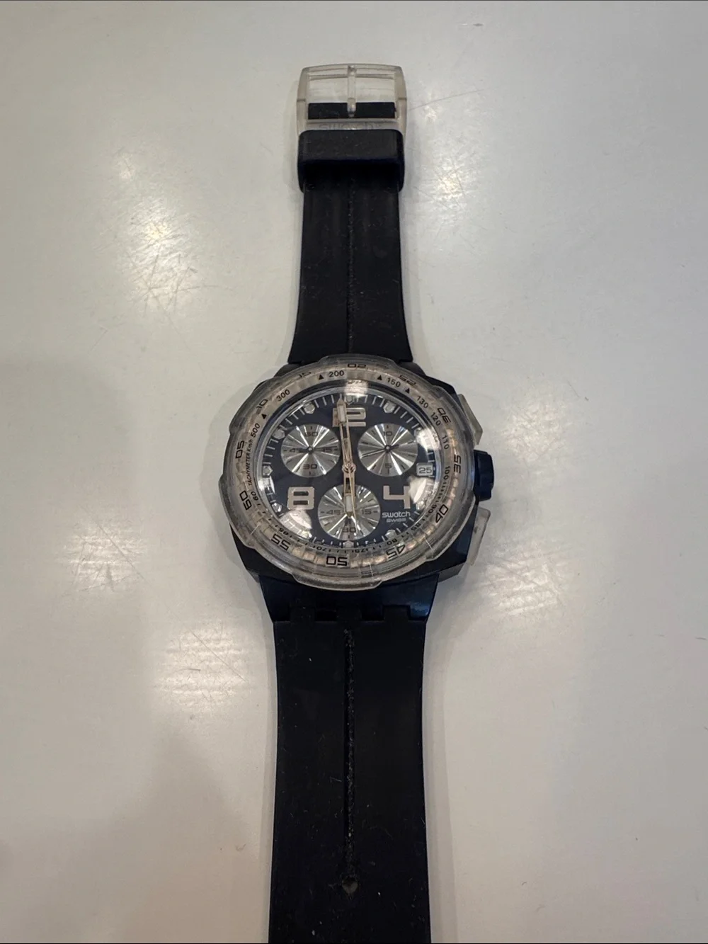 Swatch Navy and Silver Chronograph Sports Watch 2009